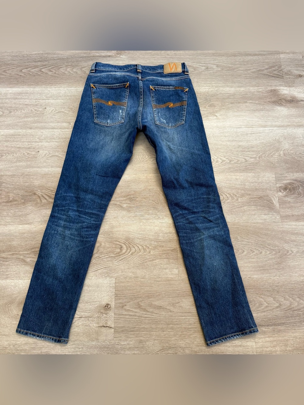Nudie Jeans Lean Dean Slim Tapered Fit Blue Lights Distressed ACTUAL SIZE 31x30